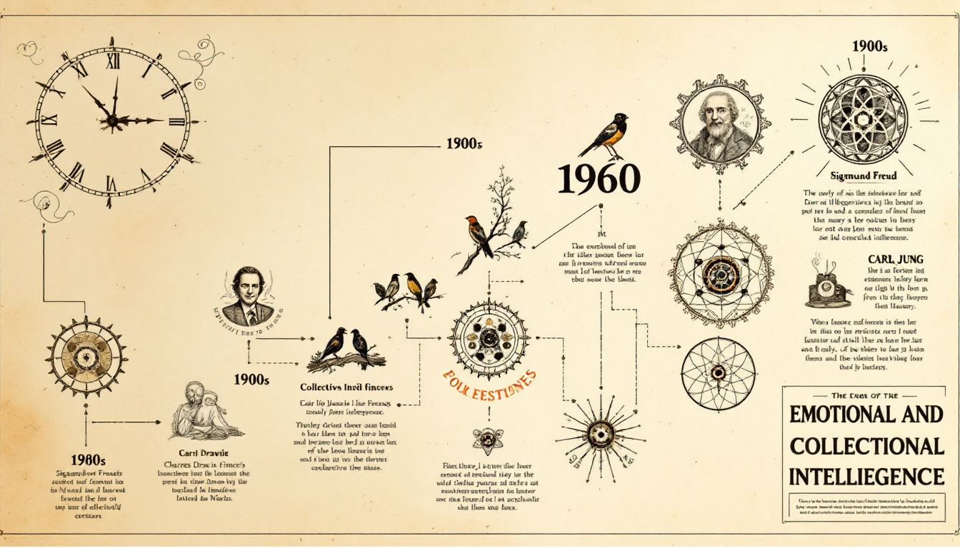 A historical timeline showcasing the history of emotional intelligence and early psychological theories.